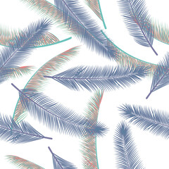 Tropical feather fluff vector pattern. Pretty fabric print. Tribal boho feather fluff fashion print seamless pattern.