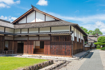Fototapeta na wymiar Takayama Jinya old government headquarters for Hida Province. a famous historic site in Takayama, Gifu, Japan.