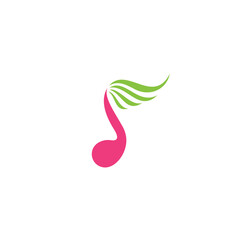 Logo template of music and wing. Simple flat style. Vector logo template ready for use.