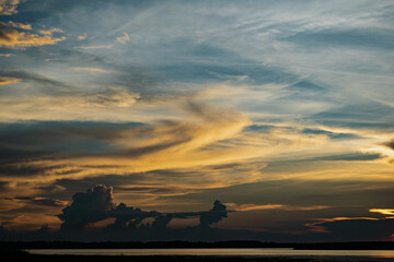 After the sunset at Namphan small lake Sang Khom Udonthani