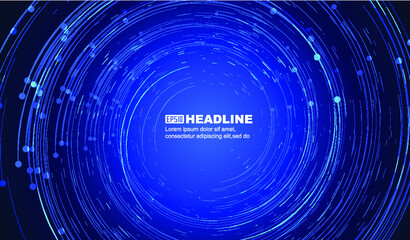 Dots and lines make up spiral glowing graphic background, abstract graphic pattern.
