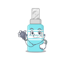 A dedicated antiseptic doctor caricature design working with tools