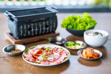 set of korean barbecue for eat