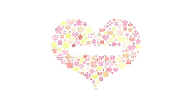 watercolor heart animation with blank space for a message, flowers illustration