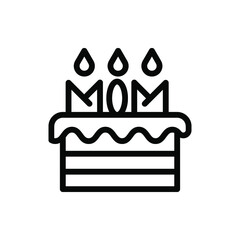 mom birthday cake mother day icon vector illustration outline style