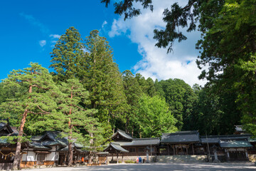 Fototapeta na wymiar Hida Ichinomiya Minashi Shrine. a famous historic site in Takayama, Gifu, Japan.