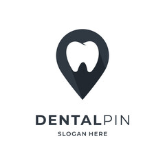 dental logo concept with pin location element.