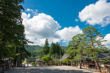 Obraz premium Hida Ichinomiya Minashi Shrine. a famous historic site in Takayama, Gifu, Japan.