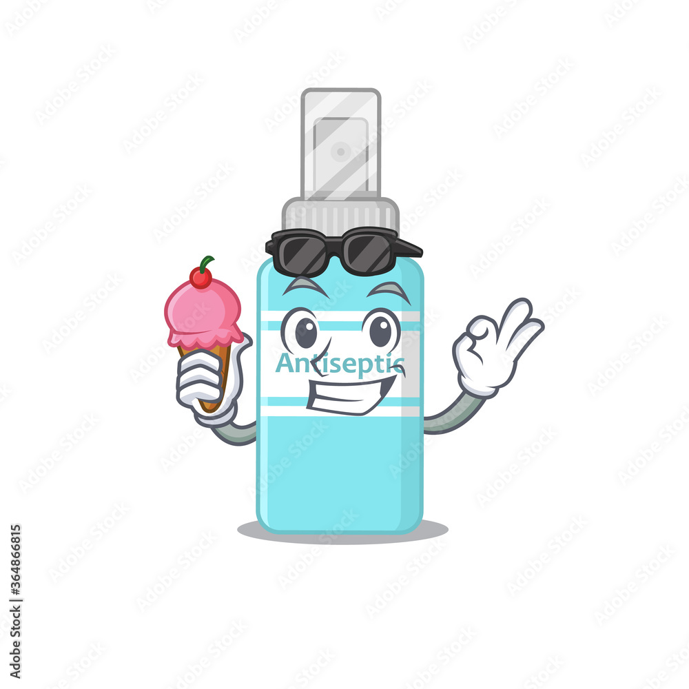 Poster A Caricature design concept of antiseptic with cone ice cream