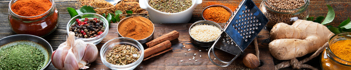Various  spices for cooking - obrazy, fototapety, plakaty