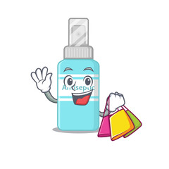 Antiseptic wealthy cartoon character concept with shopping bags
