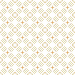 Japanese seven treasures pattern vector. Gold and white decorative traditional pattern. Shippou overlapping circles for wallpaper, textile, or other prints.