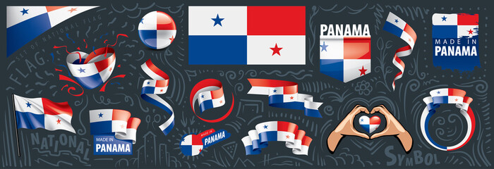 Vector set of the national flag of Panama in various creative designs