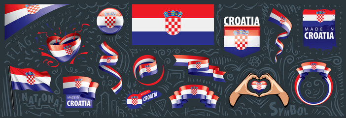 Vector set of the national flag of Croatia in various creative designs