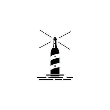 lighthouse bottle logo. lighthouse icon Illuatration.