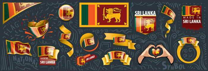 Fototapeta na wymiar Vector set of the national flag of Sri Lanka in various creative designs