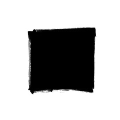 Black rough edge vector square box. Black painted square or rectangular shape. Hand drawn brush stroke isolated on white background. Dirty grunge design frame, border, template or background for text.