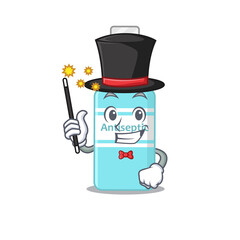 A smart Magician of antiseptic caricature design style