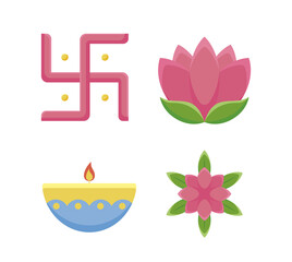 set of icons independence day india