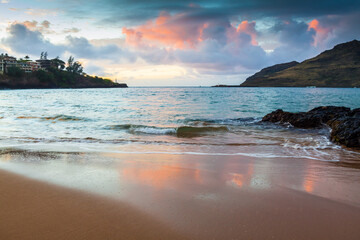 Sunrise on Kalapaki Beach and Nawiliwilii Bay, Lihue,Kauai,Hawaii,USA