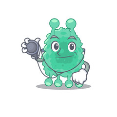 Smiley doctor cartoon character of azotobacter vinelandi with tools