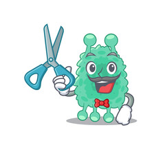 Obraz premium Azotobacter vinelandii cartoon character design as talented barber