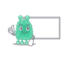 Azotobacter vinelandii cartoon design with Thumbs up finger bring a white board