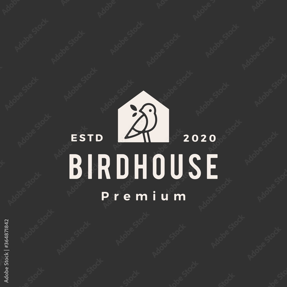 Wall mural bird house hipster vintage logo vector icon illustration