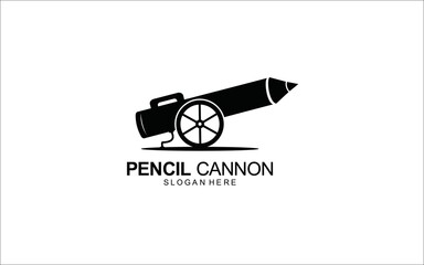 pencil cannon logo design concept Symbol Illustration