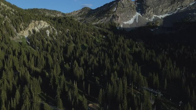 Snowbird Mountain Resort In Utah, Summer Aerial View Over Mountainside Forest