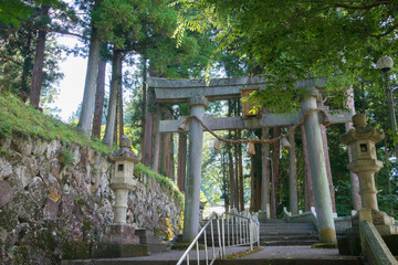 Approach to Keta Wakamiya Shrine. a famous historic site in Hida, Gifu, Japan.