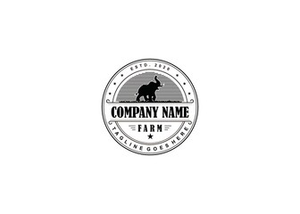  Retro Vintage Cattle / Beef Emblem Label logo design and elephant symbol inspiration