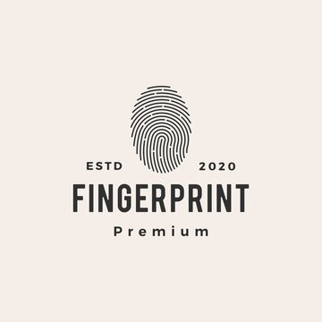 finger print hipster vintage logo vector icon illustration