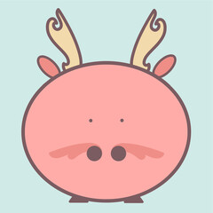 Dragon. Hand drawn flat vector illustration isolated on blue background