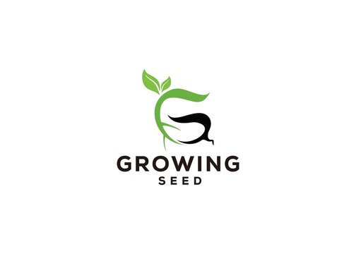 Modern design initial G  or growing Seed Flower Plant Garden Farm logo design