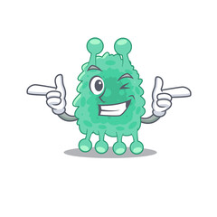 Cartoon design of azotobacter vinelandii showing funny face with wink eye