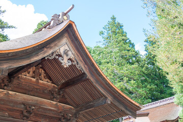 Suwa-taisha (Suwa Grand Shrine) Shimosha Akimiya in Shimosuwa, Nagano Prefecture, Japan. Suwa Taisha shrine is one of the oldest shrine built in 6-7th century.