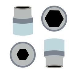 Socket Wrench. Ratchet used to unwind or tighten nuts and bolts are on the white background. ratchet hand tools. Vector illustration.