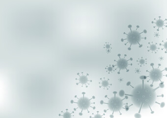 covid-19 virus concept on grey background with empty space for display logo and content, corona virus infection, pneumonia disease, medical healthcare and prevention methods, creative design