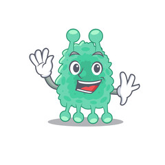 A charming azotobacter vinelandii mascot design style smiling and waving hand