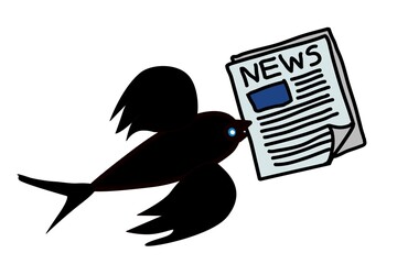 newspaper in a beak of flying bird