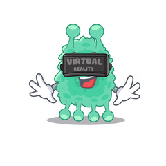 A cartoon image of azotobacter vinelandii using modern Virtual Reality headset