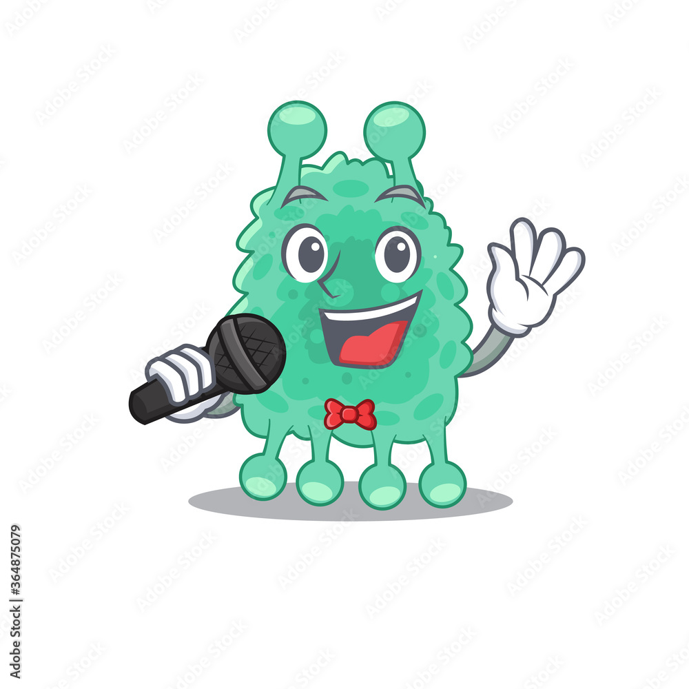 Wall mural cartoon character of azotobacter vinelandii sing a song with a microphone