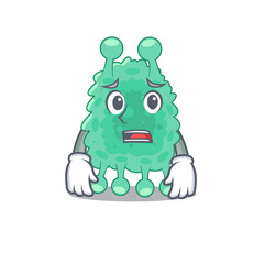 Cartoon design style of azotobacter vinelandii having worried face