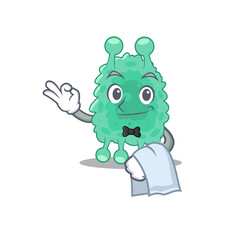 A cartoon picture of azotobacter vinelandii waiter with a white napkin