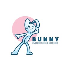 Vector Logo Illustration Bunny Simple Mascot Style.