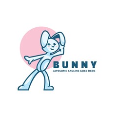 Vector Logo Illustration Bunny Simple Mascot Style.