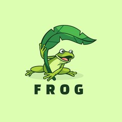 Vector Logo Illustration Frog Simple Mascot Style.