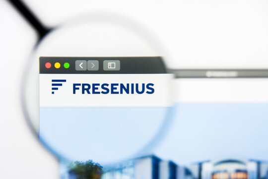 Los Angeles, California, USA - 24 March 2019: Illustrative Editorial of Fresenius website homepage. Fresenius logo visible on display screen.