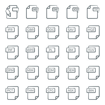 
Line Icons Set of File Types
